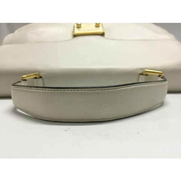 Prada Vitello Daino Handle Style Purse Super Soft White Leather Satchel - Picture 4 of 9